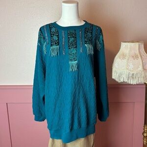 beaded fringe 80s embrodered vtg retro sweater

rafael
sz large
blue